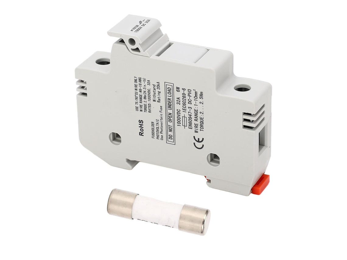 Protetor De Fusível 32a 1000v Dc Com Fusível Fotovoltaico 10x38mm 15a 1 Polo Slowmoose