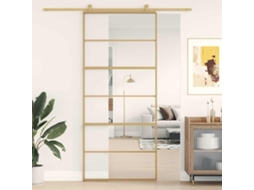 Vidaxl Porta Deslizante 90x205 Cm Vidro Esg/alumínio Dourado