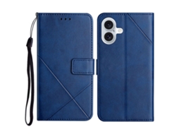 Capa Em Couro Pu, Azul, Para Apple Iphone 16plus