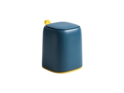 Lixeira de Mesa Mini com Tampa de Pressão para Escritório Banheiro Azul Escuro