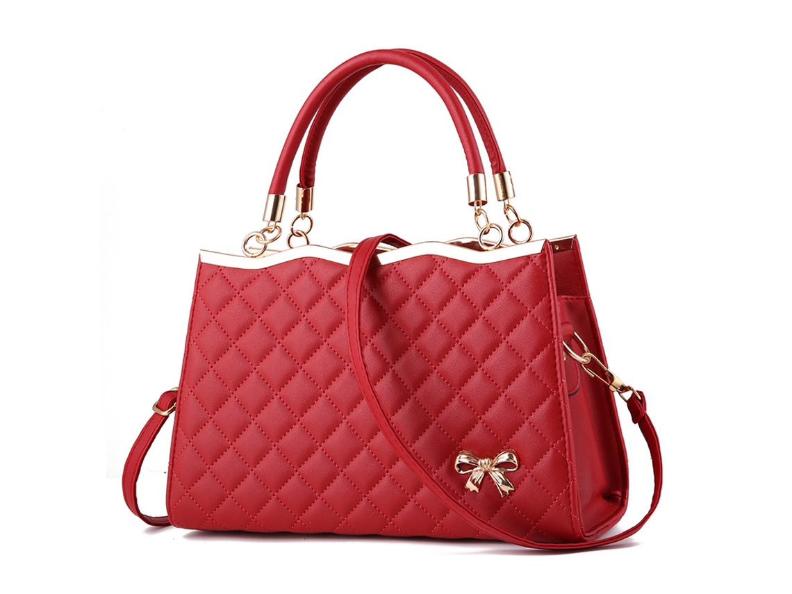Bolsa Transversal Esportiva Moderna com Laço e Bordado em Padrão de Diamante, Modelo 2026. claret YUNZII