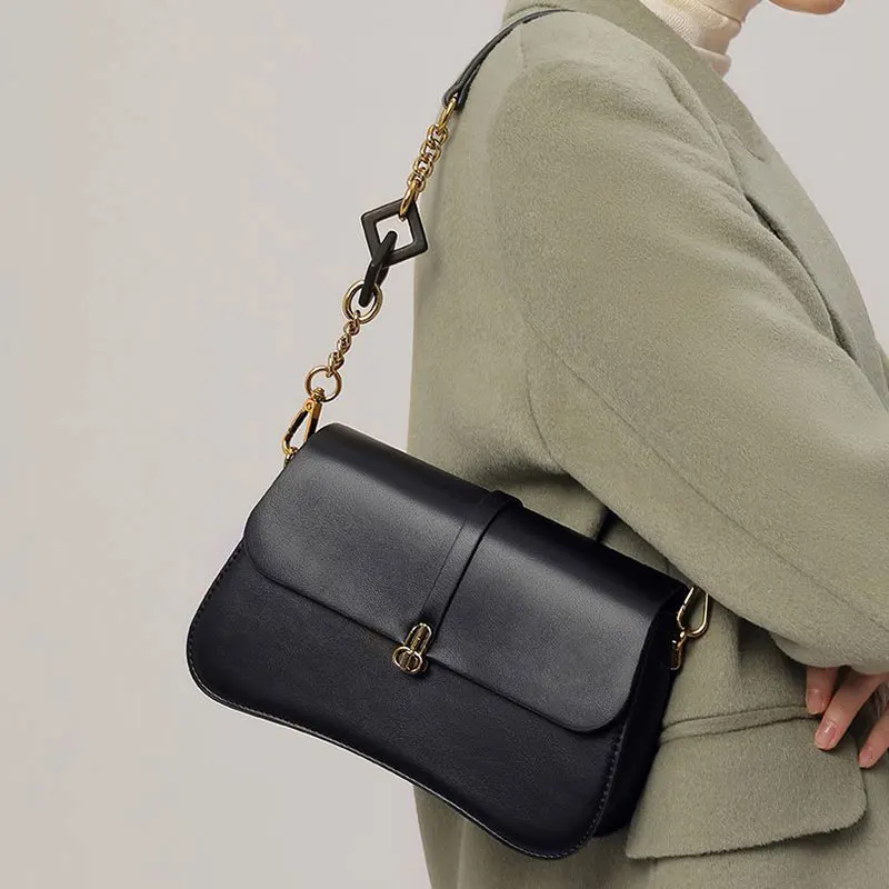 (8325-preto) Nova Bolsa De Ombro Feminina, Estilo De Designer De Luxo, Bolsa De Corrente Em Couro Pu