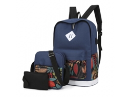 Mochila De Três Peças, Mochila Escolar, Bolsa De Ombro Para Computador, Azul Empresarial