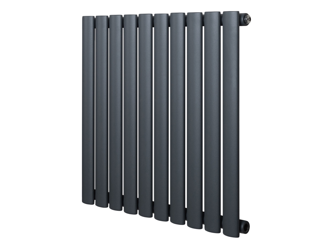 Radiador Oval De Coluna Simples 600x600 Mm - Cinza Antracite | Aço Carbono, 1.5 Mm, 571 W | Design Elegante | Alta