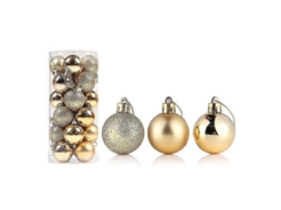 24pcs Bola De Natal Reutilizável De Alta Brilho Decorativa Para Árvore De Natal E Casa 8 Cm Oro