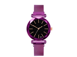 Relógio de pulso masculino casual e moderno com mostrador em liga metálica e cristal de quartzo roxo.