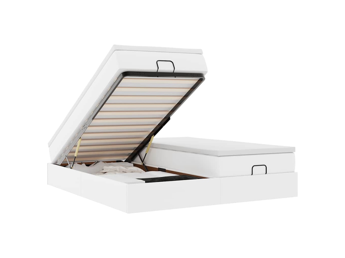 Estrutura de Cama Otomana em Couro Falso Branco MAISON EXCLUSIVE com Colchão