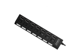 Yizhood 7 em 1 USB Hub 2.0 Docking Station Use USB 2.0 Power Adapter Switch Hub 30cm Cabo Preto