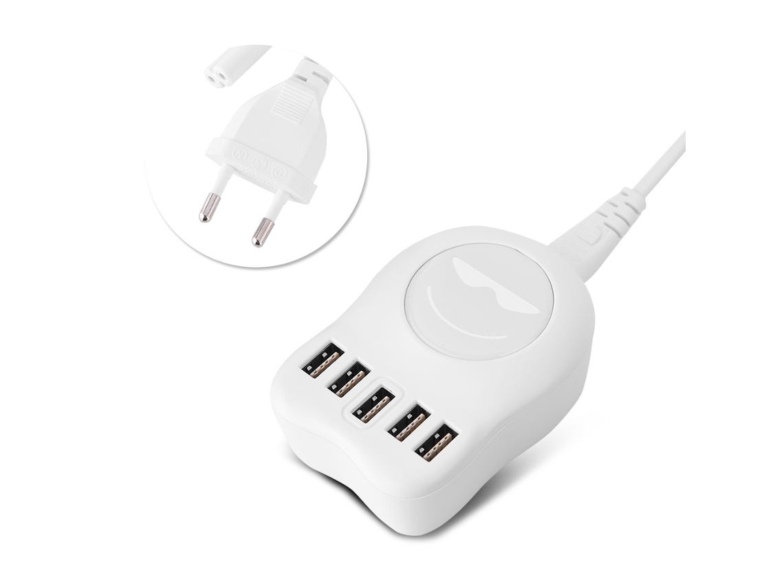 Carregador Duplex USB com Plugue Trigo Branco EOOCOO