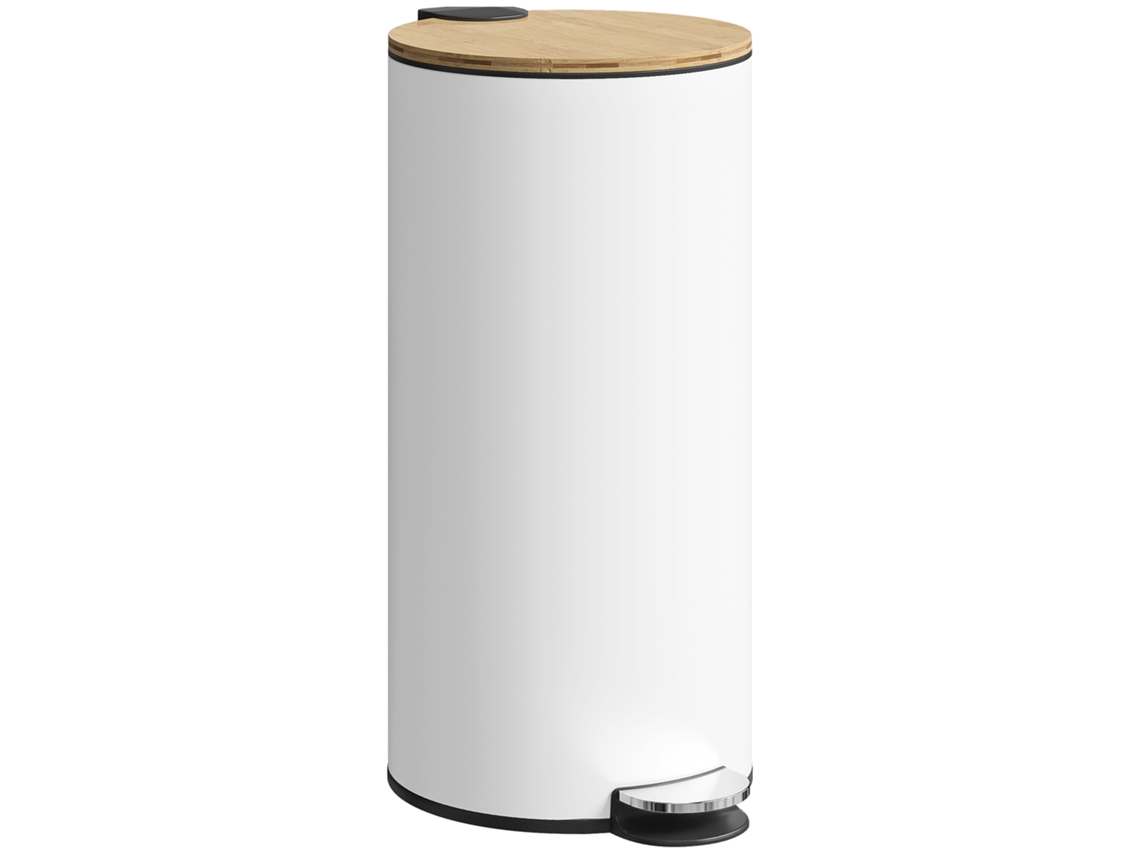 Balde de Lixo Metal e Plástico Cor Branco 36x30x60,5 cm Homcom