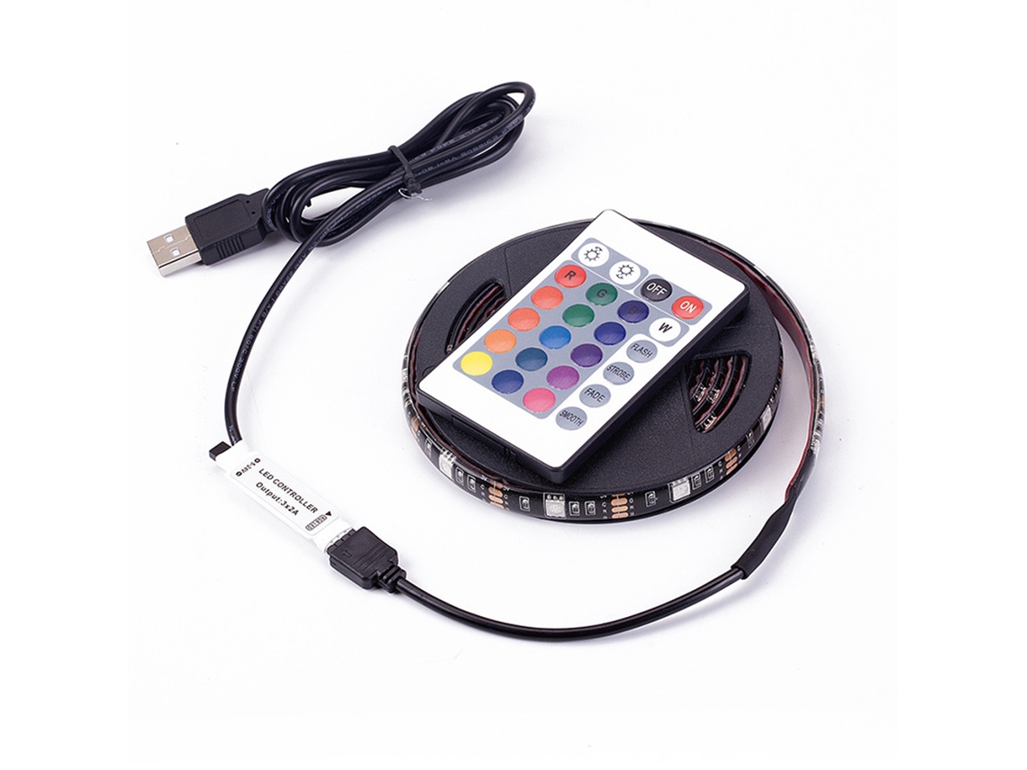 Fita Led, 3 M, Rgb, Comando Remoto, Usb, Resistente À Água, Para Decoração De Móveis, Televisão, Prateleiras E Ambientes Internos
