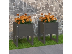 Vidaxl Vasos/floreiras 2 Pcs 40x40x52,5 Cm Pinho Maciço Cinzento