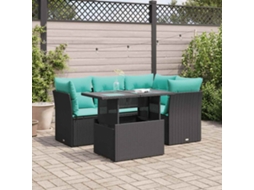 Vidaxl 5 Pcs Conjunto Sofás De Jardim Com Almofadões Acácia E Vime Pe
