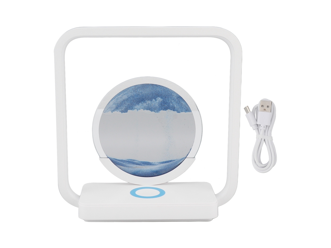 Lâmpada de Mesa com Arte de Areia Móvel e Carregador Sem Fio Touch Dimming Azul | S/MARCA