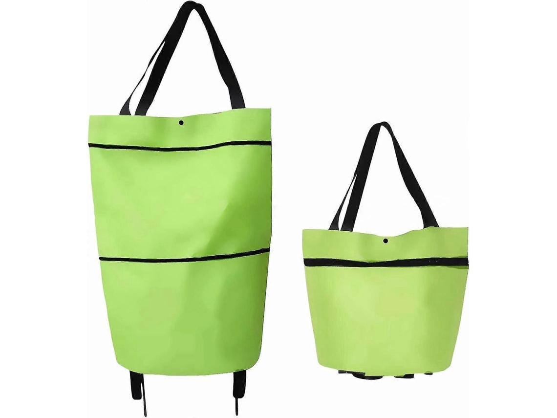 Sacola de Compras Dobrável com Rodas, Reutilizável, para Compras de Supermercado, Verde. GOKOCO