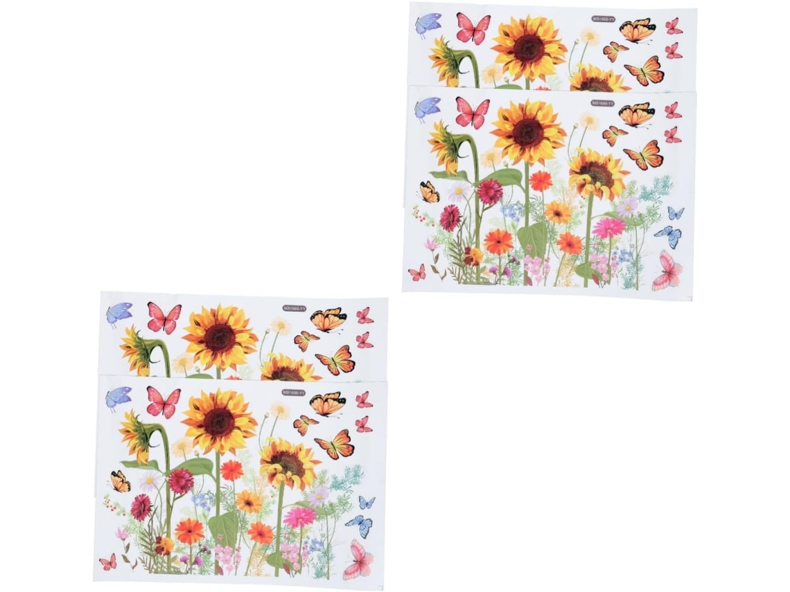 Conjunto De 4 Adesivos De Parede Autoadesivos Com Motivos Florais E De Banheiro Para Decoração.
