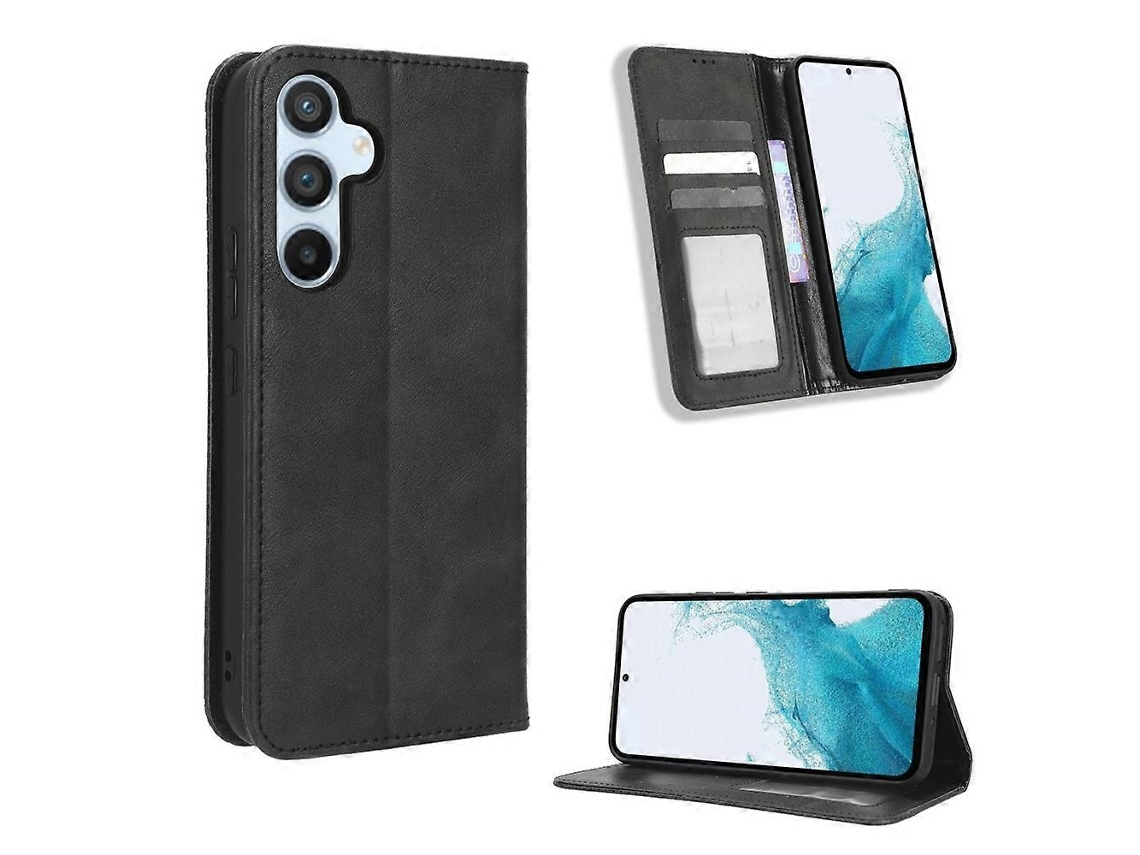 Capa De Celular Em Couro Com Textura Retrô E Fecho Magnético Para Samsung Galaxy A54 5g