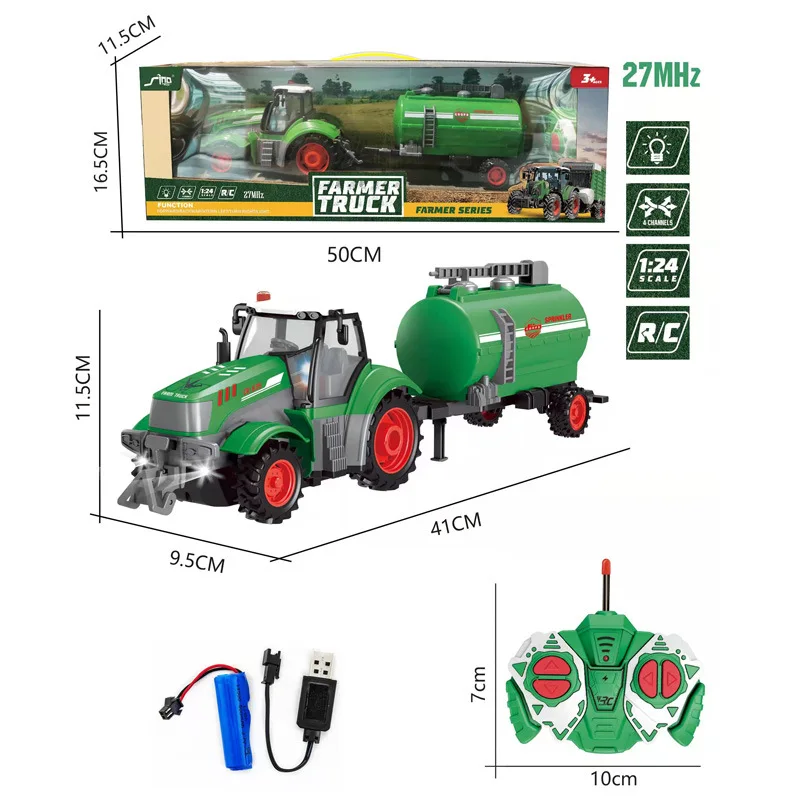 Caminhão Agrícola De Controle Remoto Em Escala 1:24, Com Rádio Controle De 27mhz E Luzes De Led.
