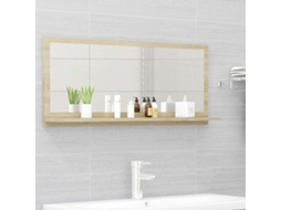 Vidaxl Espelho De Casa De Banho 90x10,5x37 Cm Contraplacado Carvalho