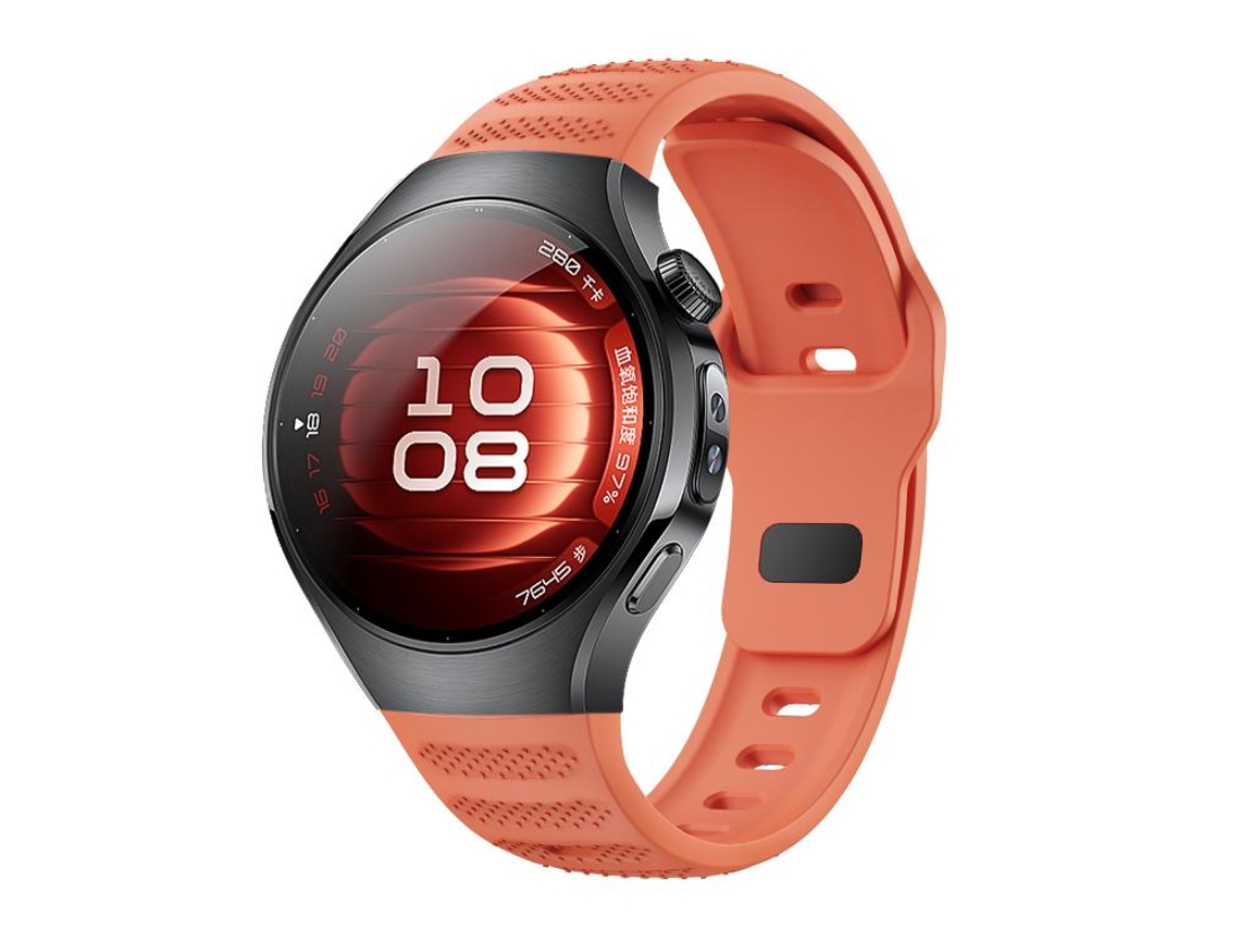 Bracelete Para Huawei Watch 5 (46mm) - Silicone - Textura De Bolinhas - Fivela Reversa Laranja