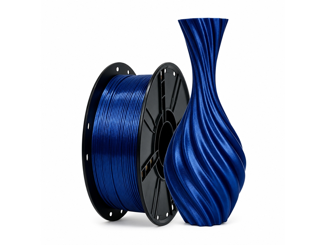 Filamento de seda PLA para impressora 3D, 1,75 mm, azul escuro