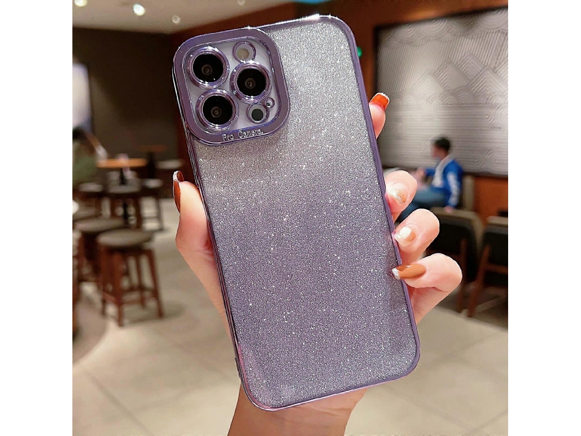 Capa De Tpu Com Glitter E Gradiente De Alta Transparência Para Iphone 14 Pro