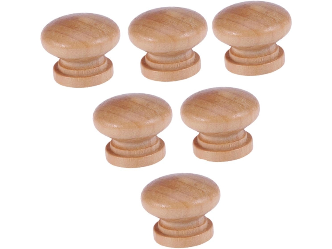 Conjunto De 6 Puxadores Madeira Em Formato Cogumelo Para Armários E Cozinhas