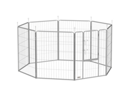 Cercado Para Filhotes 100 Cm De Altura, 8 Peças, Canil Com Porta E Cinto, Para Cães Pequenos E Médios, Porquinhos-da-índia E Coelhos, Aço Prateado.
