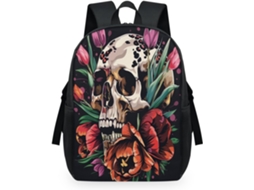 Mochila TROPICALLIFE com Estampa de Caveira em Aquarela para Crianças (32,5x15x44,9cm) tecido de malha