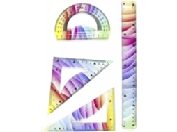 Conjunto De 4 Réguas Flexíveis Coloridas Com Triangulares E Transferidor, Kit De Geometria Dobrável Em Plástico Para