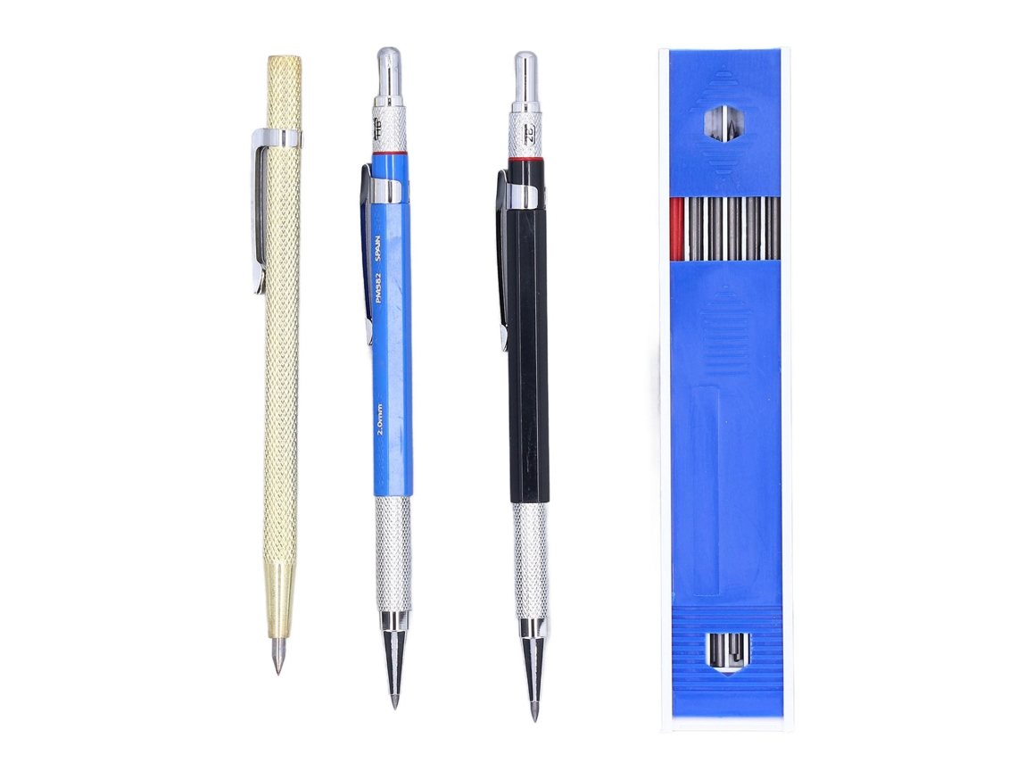 Kit De Lápis Liner Para Carpinteiros - Ferramenta De Marcação Em Carpintaria - Lápis De Liga Com 2 Recargas De Cores