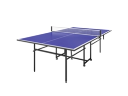 Mesa de Ping Pong Dobrável com 4 Rodas Rede 2 Raquetes e 3 Bolas para Interior e Exterior 274x152.5x75.5 Cm Azul FYNTERA EUROPA