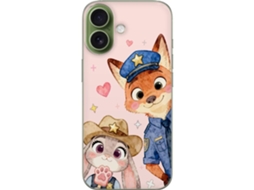 Capa Para Celular Compatível Com Apple Iphone 17 Com Estampa De Raposa Policial E Coelho Policial Em Estilo Aquarela Com Estrelas E Corações.