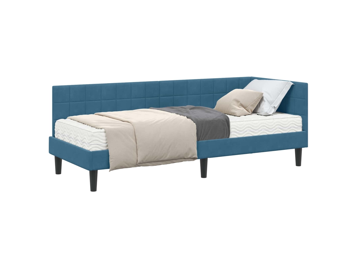 Estrutura de Cama de Canto com Colchão Manual 2 Pcs Veludo Azul MAISON EXCLUSIVE