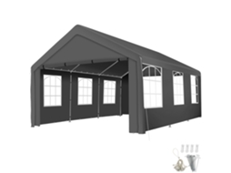 Pavilhão Jasko Tectake Aço Galvanizado 600 X 400 X 310 Cm 4 Painéis Laterais, Impermeável, Proteção Uv 50+, Cinzento