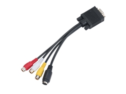 Cable adaptador convertidor VGA a S video 3 Rca para TV AV con conectores macho de 15 pines y hembra de 4 pines | S/MARCA