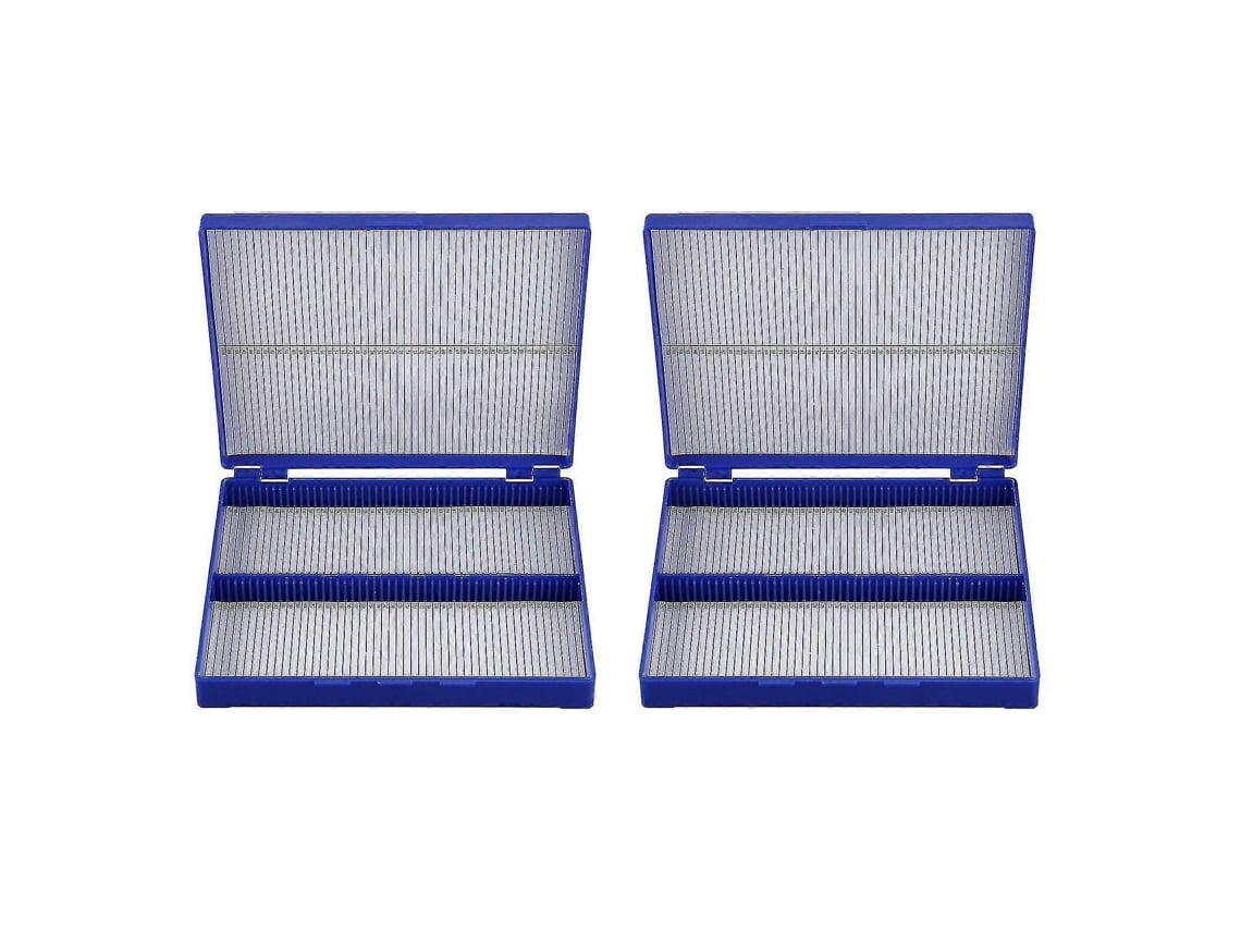 Caixa De Microscópio De Plástico Retangular Azul-real Para 100 Lâminas De Microscópio