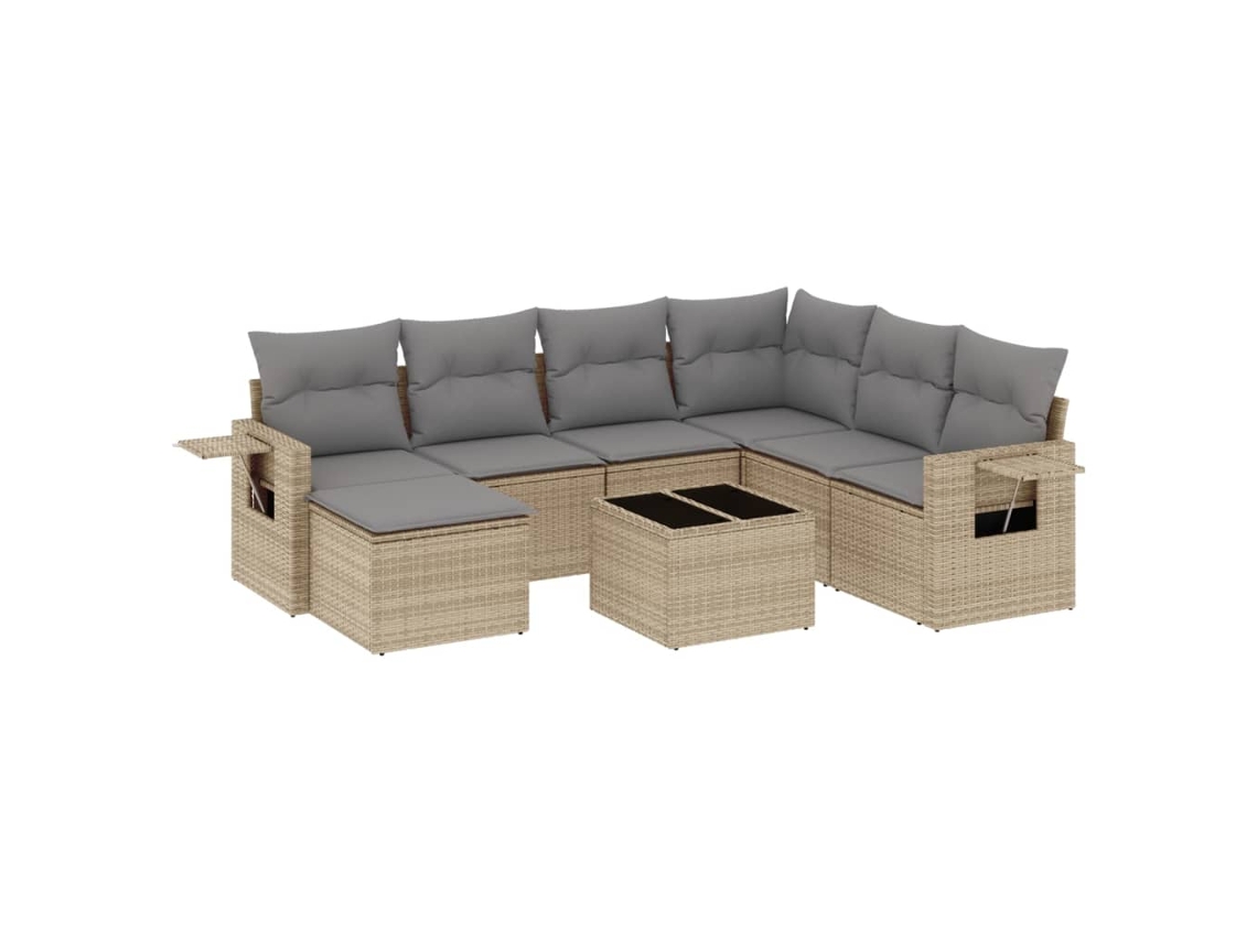 Conjunto de 8 Sofás para Jardim com Almofadões Vime Pe Bege MAISON EXCLUSIVE (8 pcs)