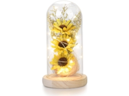 Presente de Girassol para Mãe e Avó, Girassol Artificial em Cúpula de Vidro com Luz Led para Mulheres em Aniversários. AQUAFORGE