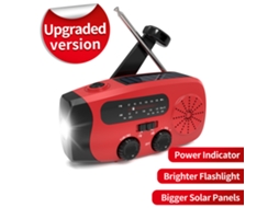 RÁDIO DE EMERGÊNCIA AQUAFORGE com manivela, luz led, carregamento usb e bateria solar 2000mah