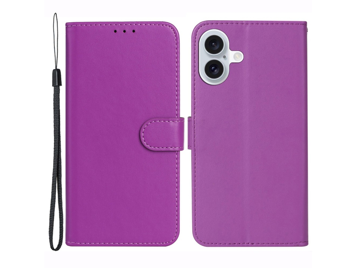 Capa Em Couro Pu Para Apple Iphone 16 Plus Cor Roxo