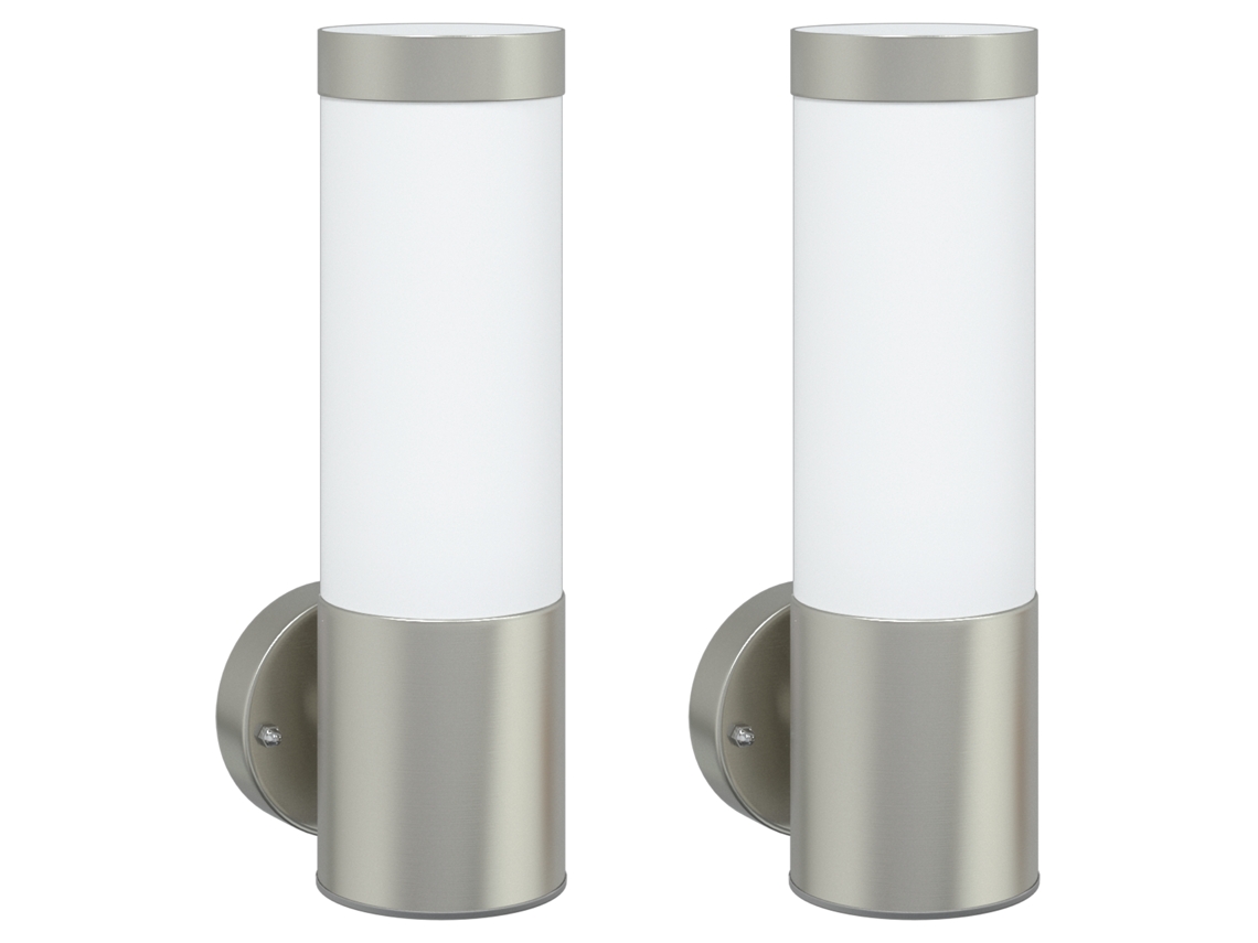 Conjunto 2 Iluminação Externa Vidaxl Prateado Aço Inoxidável (12 X 8,5 X 27 Cm)