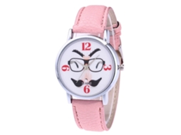 Relógio de casal Zhoulianfa Quartz com pulseira de couro PU (rosa)