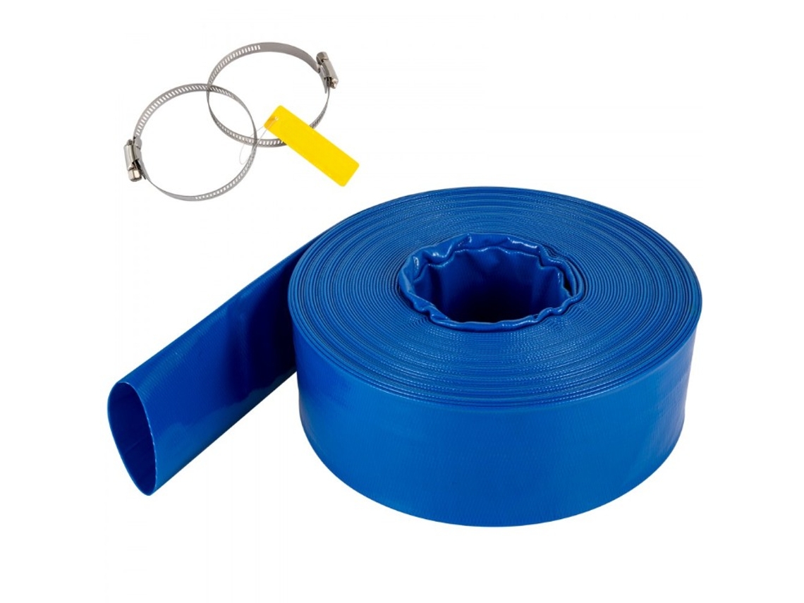 Mangueira De Drenagem Pvc Reforçada 1 1/2 X 32m Com Grampos Para Piscinas Tekmaquinas
