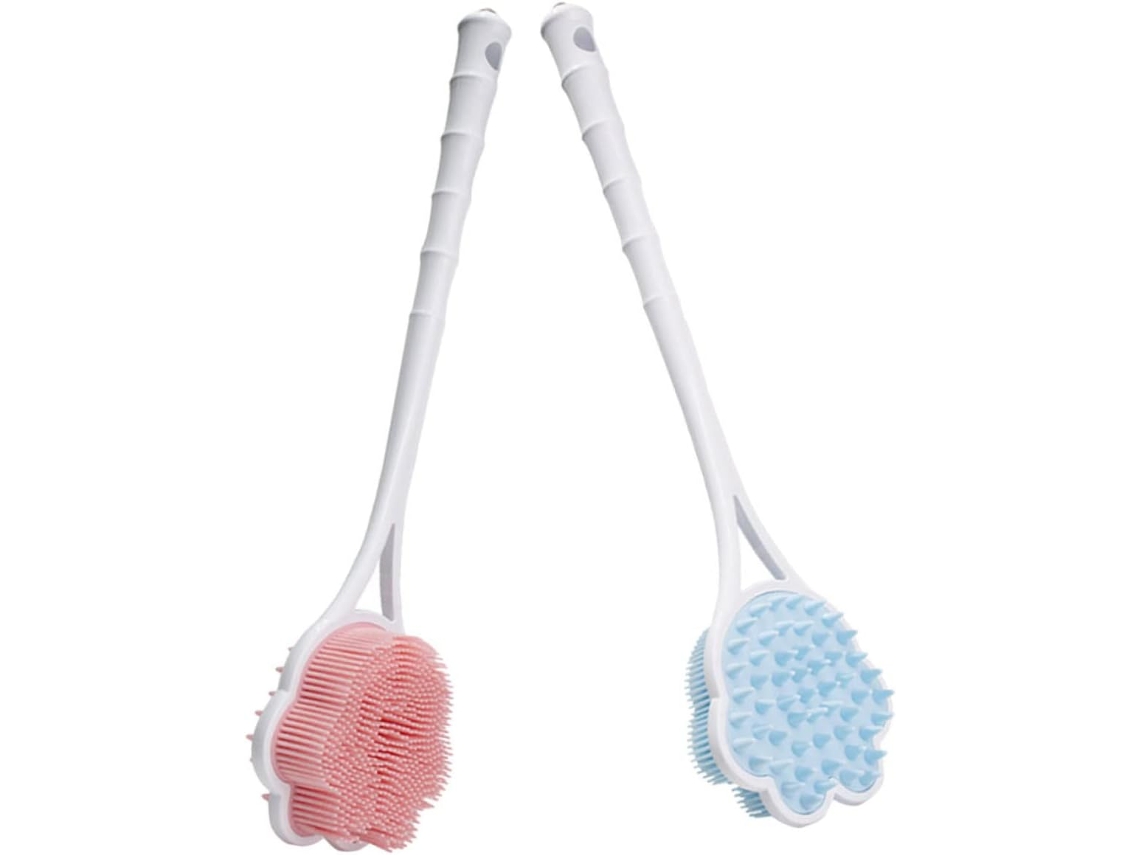 Conjunto De Escovas Banho Fomiyes, 2 Peças, Base De Plástico, Cabo Longo Ergonômico, Esfoliante E Macia, Para Massagem
