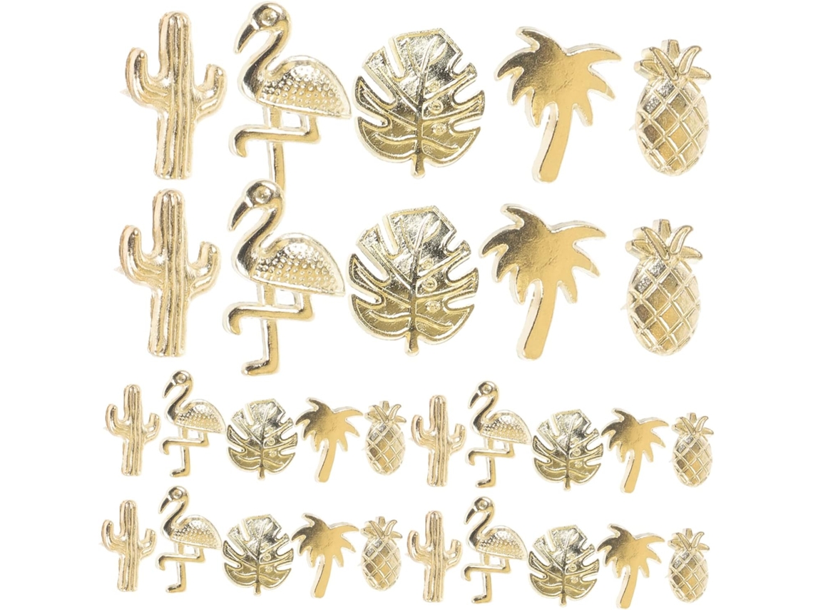 Conjunto De 60 Tachinhas Verão Com Design Tropical Multicoloridas
