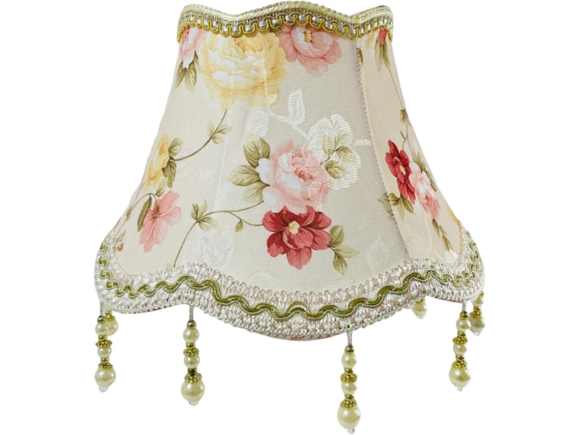 Tecido Em Estilo Europeu, Estampa Floral De Peônias, Estrutura Metálica, Cúpula Recortada, Para Luminária.