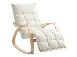 Poltrona de Balanço Estofada Estrutura de Aço Branco Creme ZACHARY