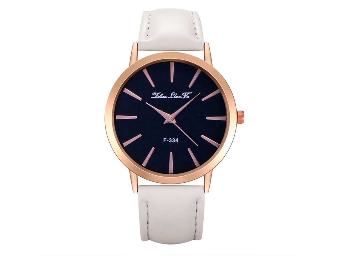 Relógio de Pulso Feminino Stylish com Pulseira de Couro Quarts Branco