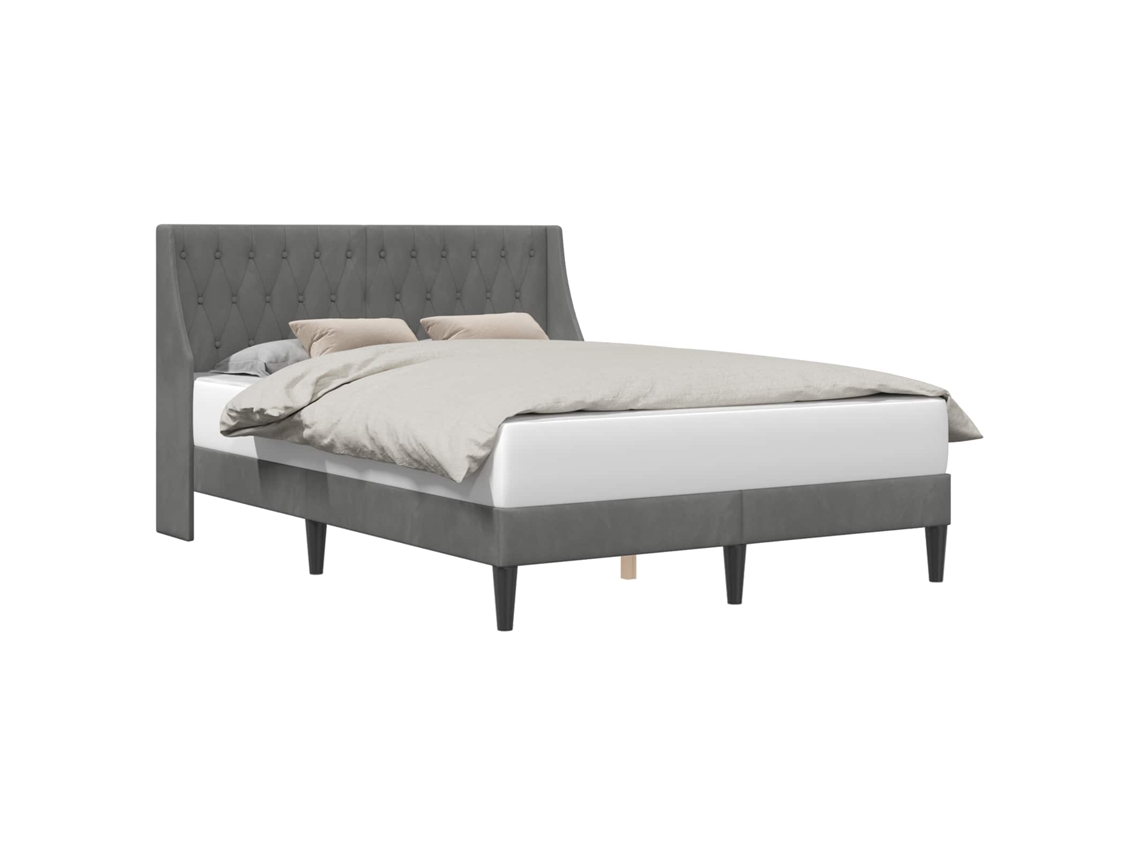 Conjunto 1 Cama Moderna Vidaxl Cinzento Veludo (140 X 190 Cm)